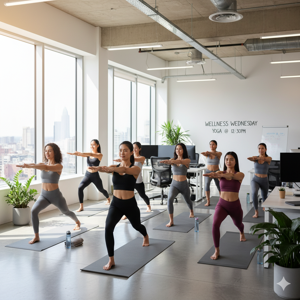 Corporate yoga session